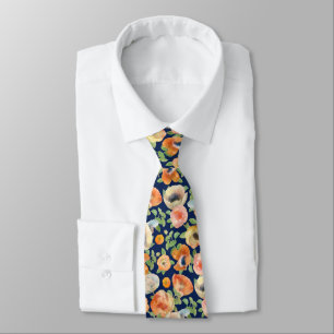 Orange Spring Flowers Neck Tie