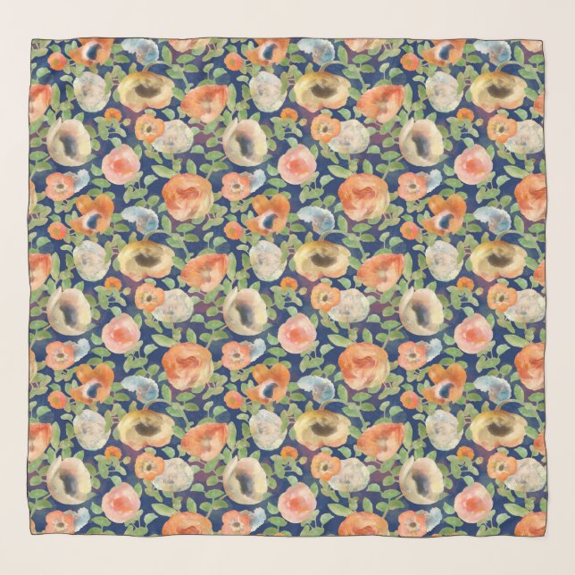 Orange Spring Flowers Scarf (Front)