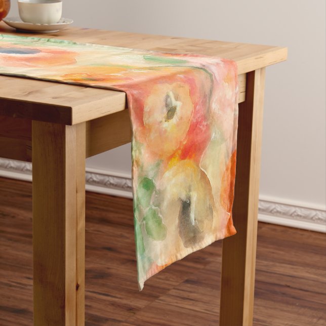Orange Spring Flowers Short Table Runner (In Situ)