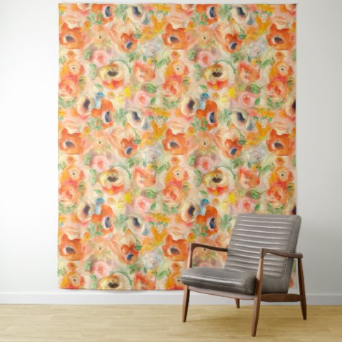 Orange Spring Flowers Tapestry