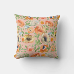 Orange Spring Flowers Throw Pillow