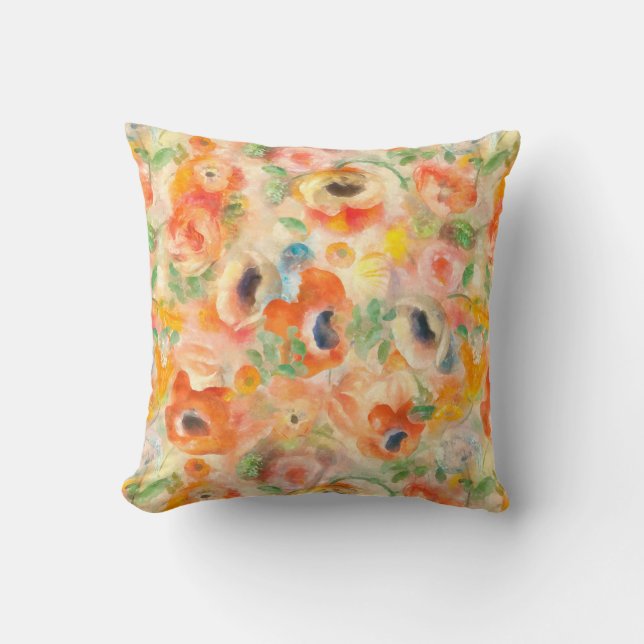 Orange Spring Flowers Throw Pillow (Front)