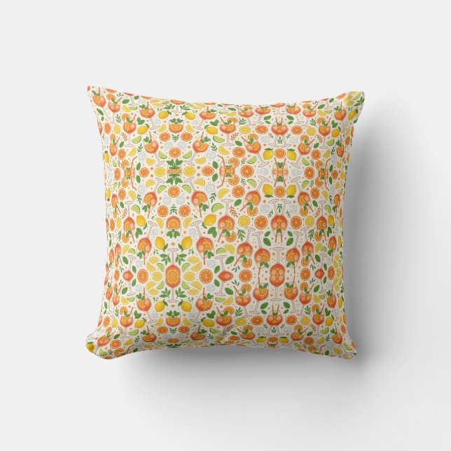Orange Spritz Pattern Summer Cocktails Italian Ape Throw Pillow (Front)