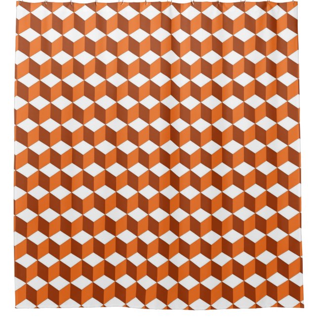 Orange square box seamless pattern shower curtain (Front)