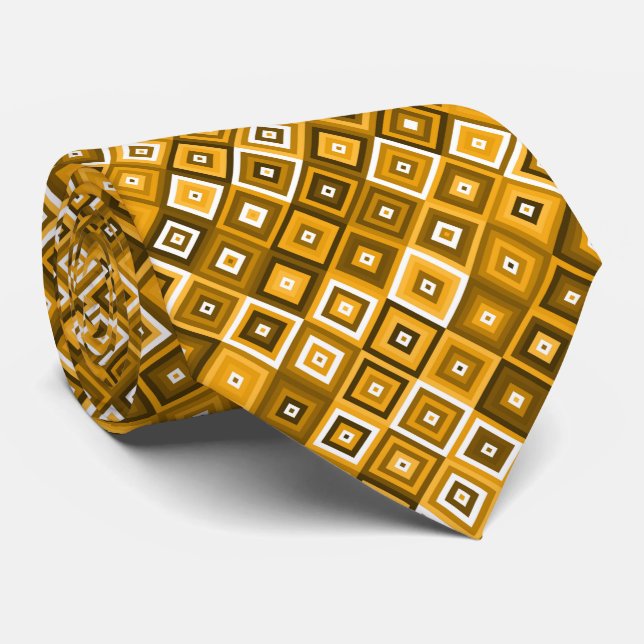 orange square geometric neck tie (Rolled)