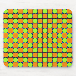 Orange Square & Green Circles Pattern Mouse Pad
