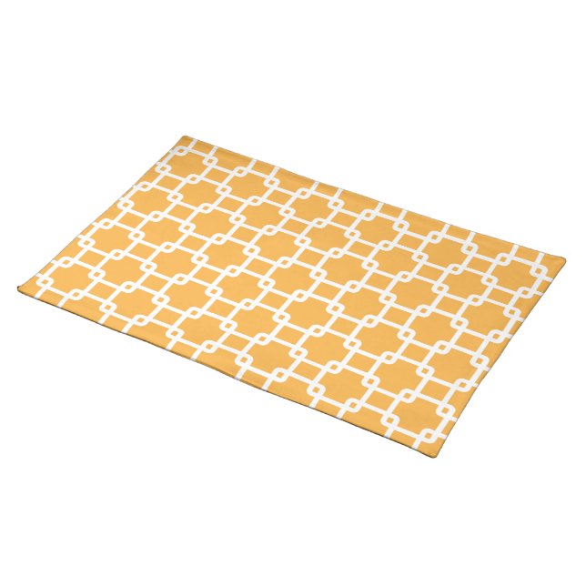 Orange Square Link Pattern Placemats (On Table)