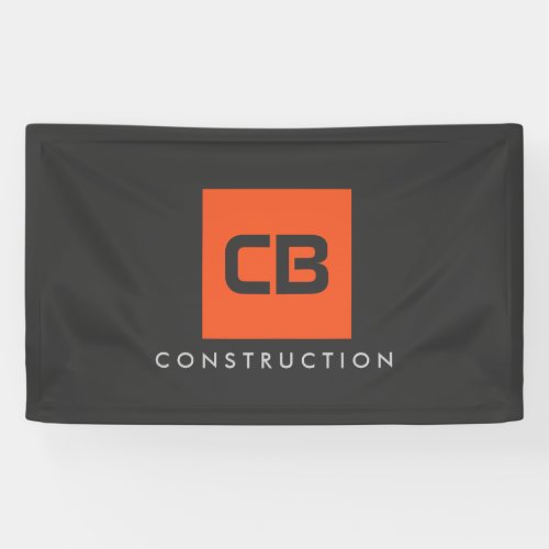 Orange Square Monogram Construction Contractors Banner