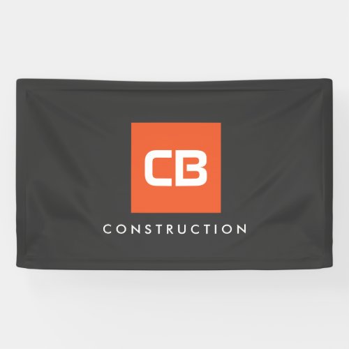 Orange Square Monogram Construction Contractors Banner