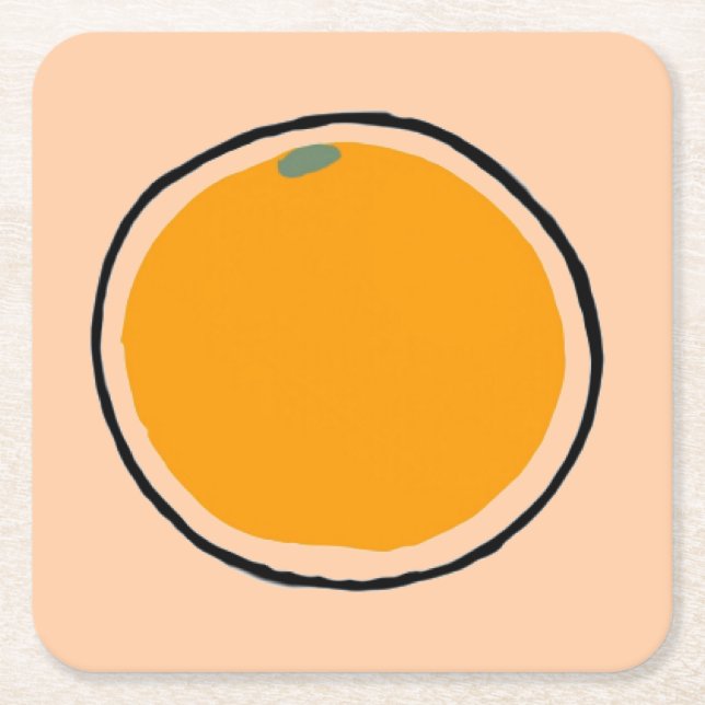 Orange Square Paper Coaster (Front)