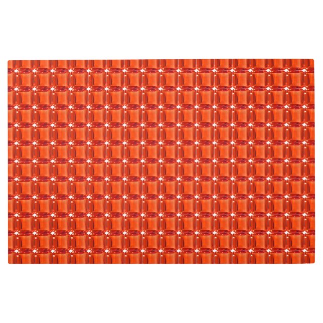 Orange Square Pattern Metal Print (Front)