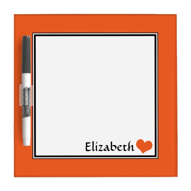 Orange Square Personalized 8" Dry-Erase Board (Front)