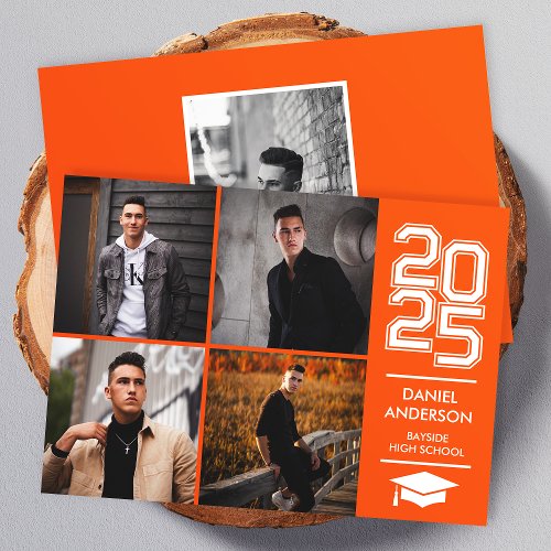 Orange Square Photo Mod Varsity Grad Announcement