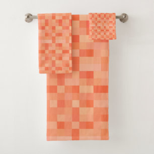 Orange Square Pixels  Bath Towel Set