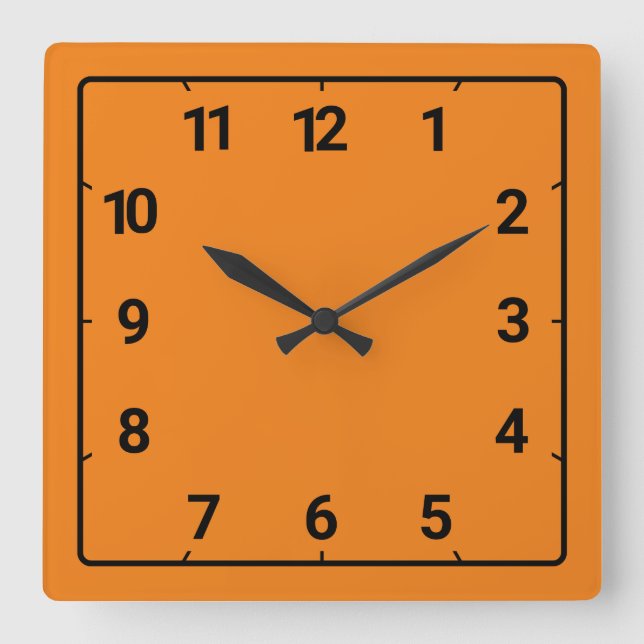 Orange Square Wall Clock (Front)