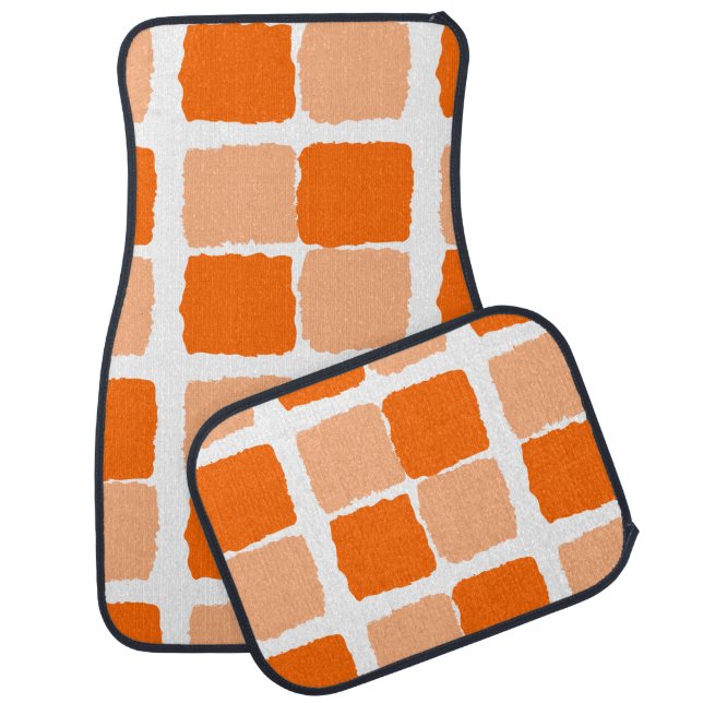 Orange Squares Car Floor Mat (Set)