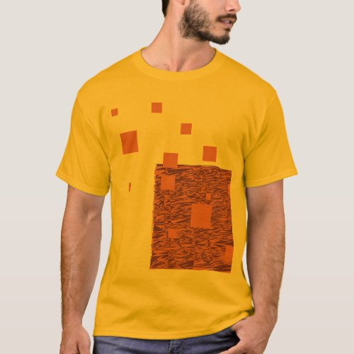 Orange Squares Float Brown Abstract Mesh Artsy  T_Shirt
