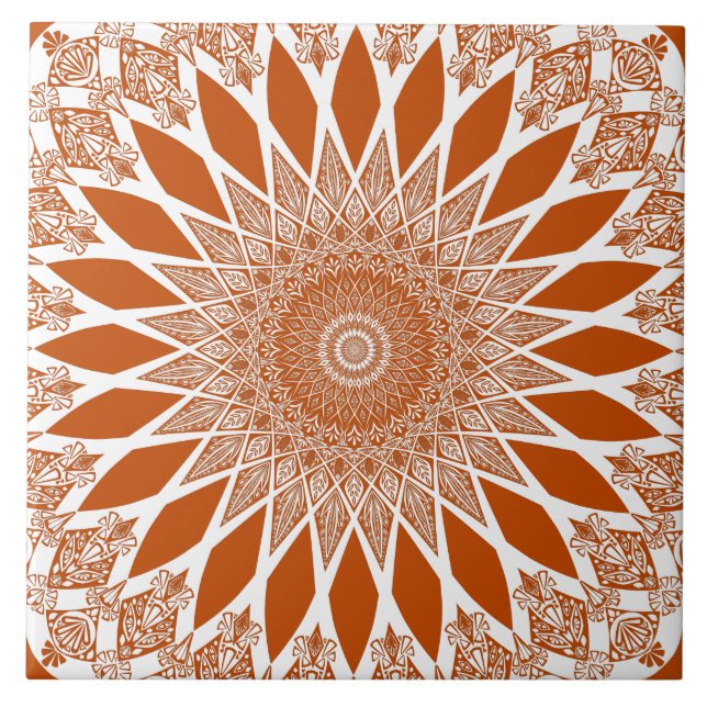 Orange Squirrel Tristyns Mandala Ceramic Tile (Front)