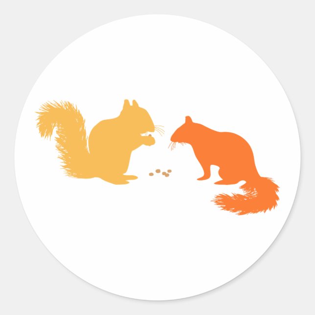 Orange Squirrels Classic Round Sticker (Front)