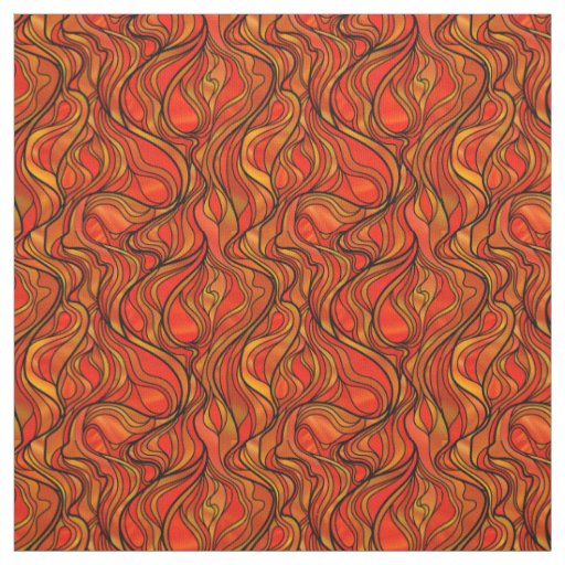Orange Stained Glass Abstract Fabric