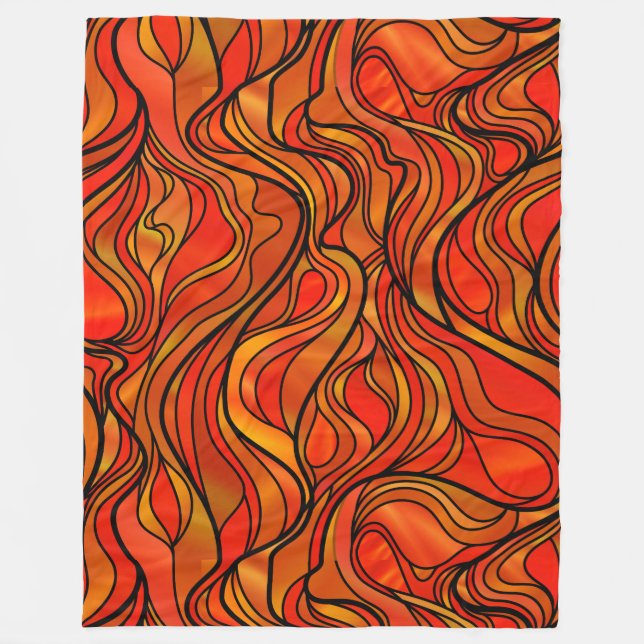 Orange Stained Glass Abstract Fleece Blanket (Front)