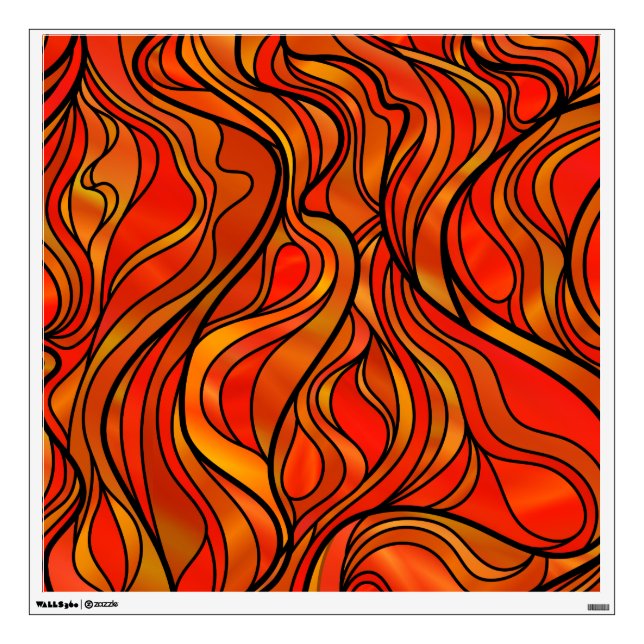 Orange Stained Glass Abstract Wall Sticker (Front)