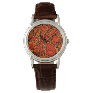 Orange Stained Glass Abstract Watch