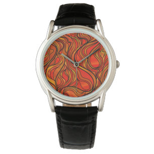 Orange Stained Glass Abstract Watch