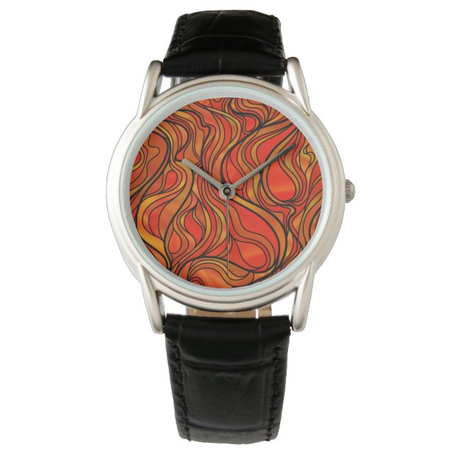 Orange Stained Glass Abstract Watch (Front)