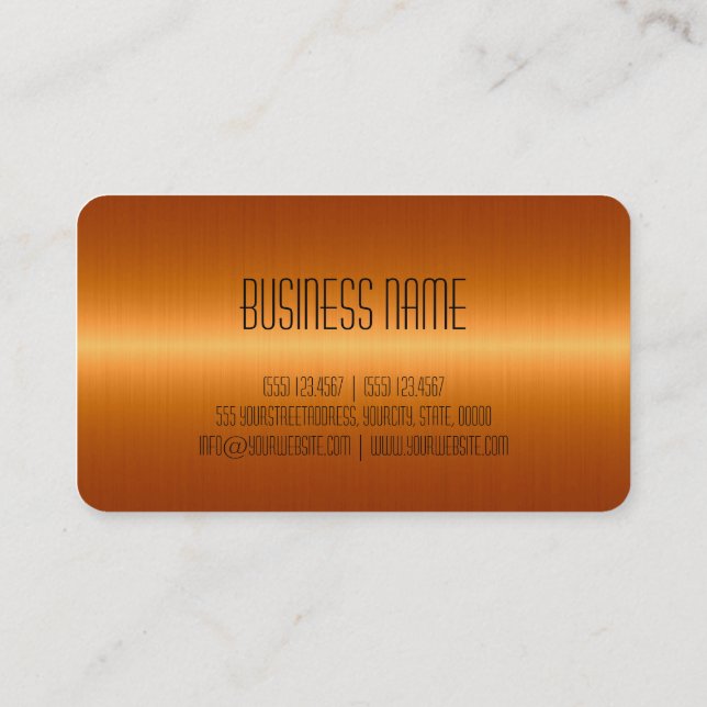 Orange Stainless Steel Metal Business Card (Back)
