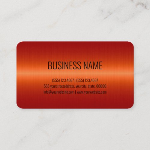 Orange Stainless Steel Metal Look Business Card
