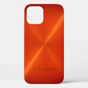 Orange Stainless Steel Metal Look iPhone 12 Pro Case
