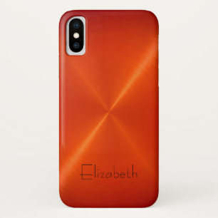 Orange Stainless Steel Metal Look iPhone X Case