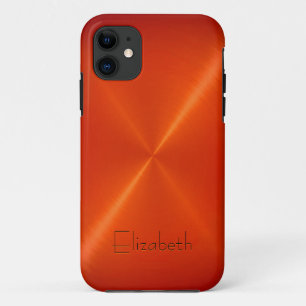 Orange Stainless Steel Metal Look iPhone 11 Case