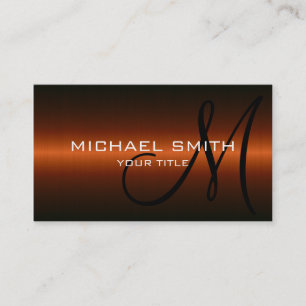 Orange Stainless Steel Metal Monogram Business Card