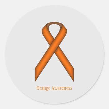Orange Standard Ribbon By Kenneth Yoncich Classic Round Sticker by KennethYoncich at Zazzle