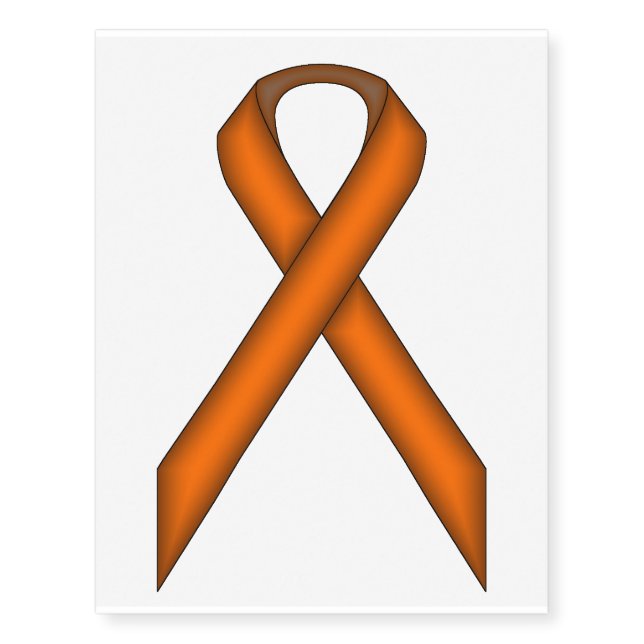 Orange Standard Ribbon by Kenneth Yoncich Temporary Tattoos (Front)