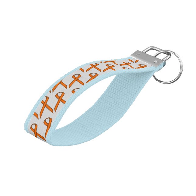 Orange standard Ribbon by Kenneth Yoncich Wrist Keychain (Angled Up)