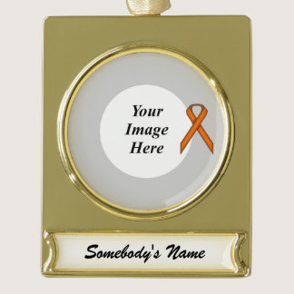 Orange Standard Ribbon Template by Kenneth Yoncich Gold Plated Banner Ornament