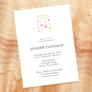 Orange Star Mobile Baby Boy Invitation