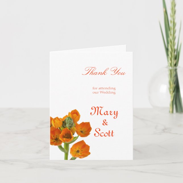 Orange Star of Bethlehem Wedding thankyou Thank You Card (Front)