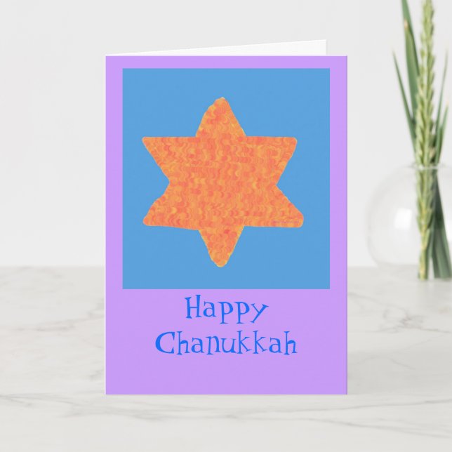Orange Star of David, Chankukkah Card (Front)
