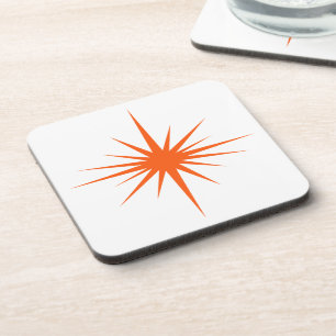 Orange Starburst Atomic Era Mid Century Modern Beverage Coaster