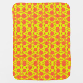 Orange Starburst Flower on Yellow Baby Blanket