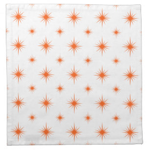 Orange Starburst Pattern Retro Mid Century Cloth Napkin