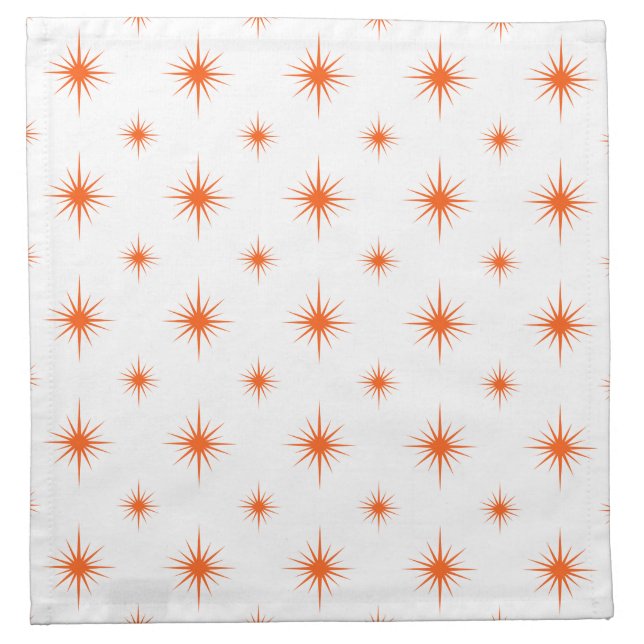 Orange Starburst Pattern Retro Mid Century Cloth Napkin (Front)