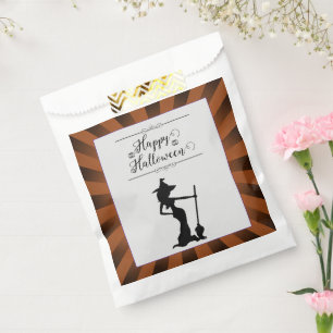 Orange Starburst Witch Halloween Favor Bag