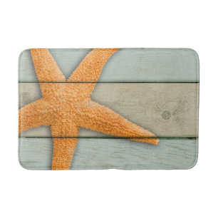 Orange Starfish Bathroom Mat