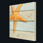 Orange Starfish Canvas Print<br><div class="desc">An orange starfish on a pastel distressed background.</div>