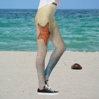 Orange Starfish in the Sand and Surf